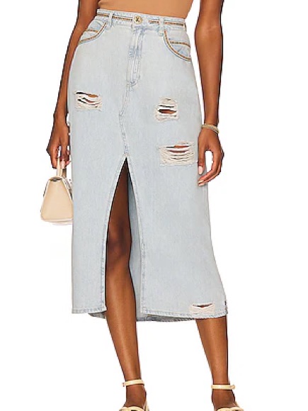 One Teaspoon Rocko Denim Skirt In Angel Blue